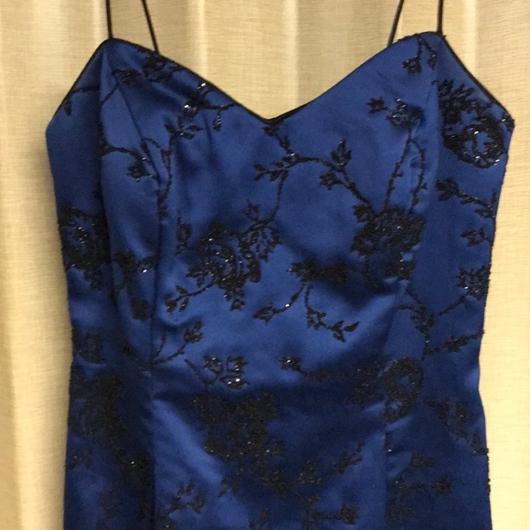 Blue Semi Formal Mini with Black Caviar Beading - Picture 1 of 3